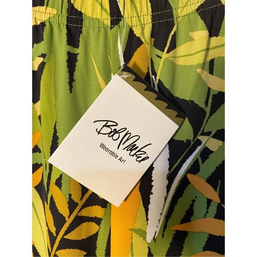NWT Bob Mackie women’s green floral wide leg pull on culotte large - Picture 4 of 5